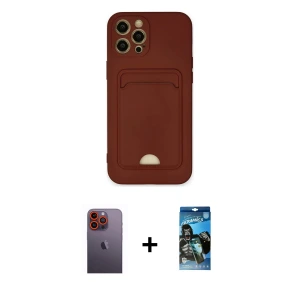 ieg™ iPhone 12 Pro Max Kılıf Vadi Çizgi Prime - Siyah 34D Izgaralı Cam + Neon Fosforlu Kamera Lens - TU