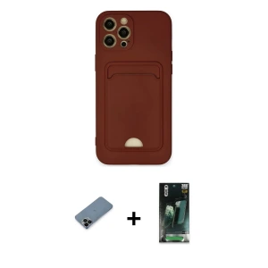 ieg™ iPhone 12 Pro Max Kılıf Vadi Çizgi Prime - Siyah 360 Mat Full Body Arka Koruyucu + Shine Kamera Lens Koruma Cam - SH