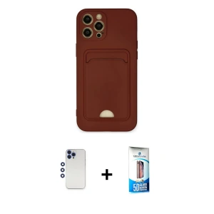 ieg™ iPhone 12 Pro Max Kılıf Vadi Çizgi Prime - Siyah 5D Eko Cam Ekran Koruyucu + Shine Kamera Lens - LT
