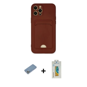 ieg™ iPhone 12 Pro Max Kılıf Vadi Çizgi Prime - Siyah Polymer Nano Ekran Koruyucu + Shine Kamera Lens Koruma Cam - GS