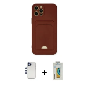 ieg™ iPhone 12 Pro Max Kılıf Vadi Çizgi Prime - Siyah Polymer Nano Ekran Koruyucu + Shine Kamera Lens - LT