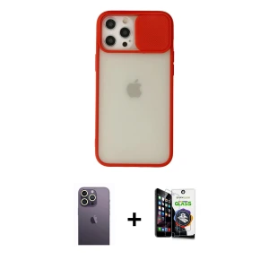 ieg™ iPhone 12 Pro Max Kılıf Vadi Çizgi - Şeffaf Temperli Cam Ekran Koruyucu + Neon Fosforlu Kamera Lens - BZ
