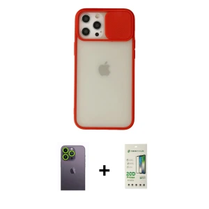 ieg™ iPhone 12 Pro Max Kılıf Vadi Çizgi - Siyah 20D Premium Cam Ekran Koruyucu + Neon Fosforlu Kamera Lens - YL