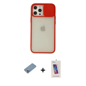 ieg™ iPhone 12 Pro Max Kılıf Vadi Çizgi - Siyah Joko 5D Cam + Shine Kamera Lens Koruma Cam - GI