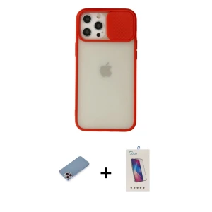 ieg™ iPhone 12 Pro Max Kılıf Vadi Çizgi - Siyah Joko 5D Cam + Shine Kamera Lens Koruma Cam - PE