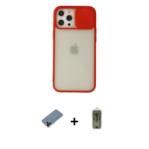 ieg™ iPhone 12 Pro Max Kılıf Vadi Çizgi - Siyah Joko Magic 5D Hayalet Cam + Shine Kamera Lens Koruma Cam - SH