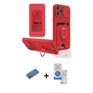 ieg™ iPhone 12 Pro Max Kılıf Vadi Form Prime - Şeffaf Royal Nano Ekran Koruyucu + Shine Kamera Lens Koruma Cam - GD