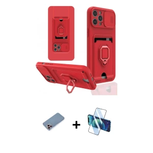 ieg™ iPhone 12 Pro Max Kılıf Vadi Form Prime - Siyah 3D Antistatik Cam Ekran Koruyucu + Shine Kamera Lens Koruma Cam - PE