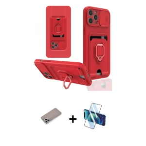 ieg™ iPhone 12 Pro Max Kılıf Vadi Form Prime - Siyah 3D Antistatik Cam Ekran Koruyucu + Shine Kamera Lens Koruma Cam - SABE