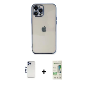 ieg™ iPhone 12 Pro Max Kılıf Vadi Minimal - Siyah 20D Premium Cam Ekran Koruyucu + Shine Kamera Lens - LT