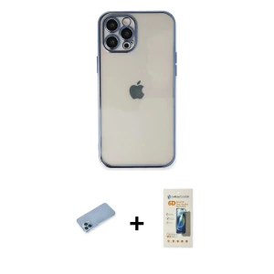 ieg™ iPhone 12 Pro Max Kılıf Vadi Minimal - Siyah 6D Mat Seramik Hayalet Nano Ekran Koruyucu + Shine Kamera Lens Koruma Cam - MI