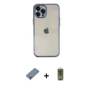 ieg™ iPhone 12 Pro Max Kılıf Vadi Minimal - Siyah Joko Magic 5D Hayalet Cam + Metal Kamera Lens Koruma Cam - GS