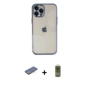 ieg™ iPhone 12 Pro Max Kılıf Vadi Minimal - Siyah Joko Magic 5D Hayalet Cam + Renkli Kamera Lens Koruma Cam - MI