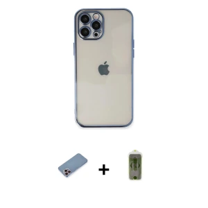ieg™ iPhone 12 Pro Max Kılıf Vadi Minimal - Siyah Joko Magic 5D Hayalet Cam + Shine Kamera Lens Koruma Cam - PE