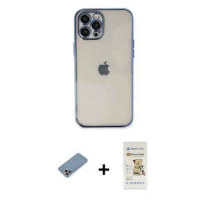 ieg™ iPhone 12 Pro Max Kılıf Vadi Minimal - Siyah Mat Seramik Nano Ekran Koruyucu + Shine Kamera Lens Koruma Cam - GI