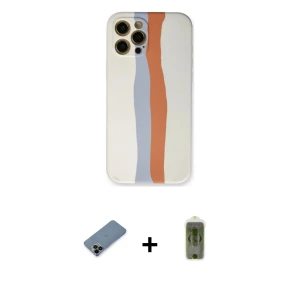 ieg™ iPhone 12 Pro Max Kılıf Yadigar Çizgi - Siyah Joko Magic 5D Hayalet Cam + Shine Kamera Lens Koruma Cam - SH