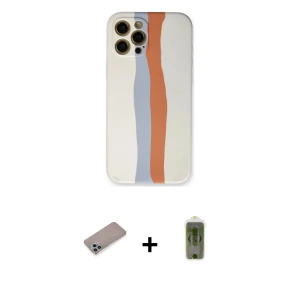 ieg™ iPhone 12 Pro Max Kılıf Yadigar Çizgi - Siyah Joko Magic 5D Hayalet Cam + Shine Kamera Lens Koruma Cam - SABE