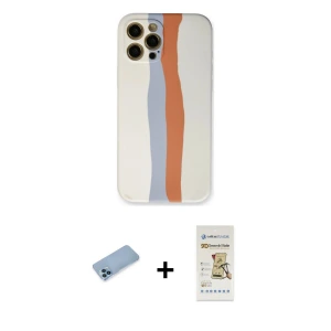 ieg™ iPhone 12 Pro Max Kılıf Yadigar Çizgi - Siyah Mat Seramik Nano Ekran Koruyucu + Shine Kamera Lens Koruma Cam - MI