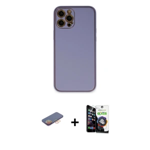 ieg™ iPhone 12 Pro Max Kılıf Yadigar Klasik - Şeffaf Temperli Cam Ekran Koruyucu + Renkli Kamera Lens Koruma Cam - TU