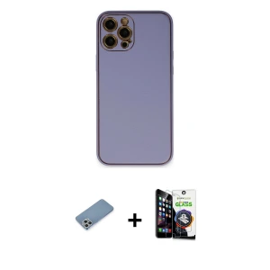 ieg™ iPhone 12 Pro Max Kılıf Yadigar Klasik - Şeffaf Temperli Cam Ekran Koruyucu + Shine Kamera Lens Koruma Cam - GS