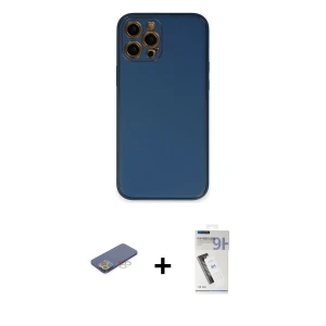 ieg™ iPhone 12 Pro Max Kılıf Yadigar Klasik - Şeffaf Uv Polymer Nano Ekran Koruyucu + Renkli Kamera Lens Koruma Cam - MI