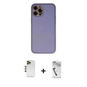 ieg™ iPhone 12 Pro Max Kılıf Yadigar Klasik - Şeffaf Uv Polymer Nano Ekran Koruyucu + Shine Kamera Lens - GD