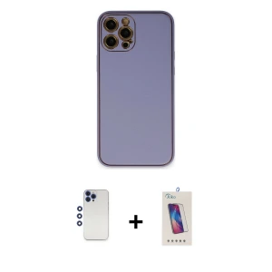 ieg™ iPhone 12 Pro Max Kılıf Yadigar Klasik - Siyah Joko 5D Cam + Shine Kamera Lens - LT