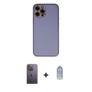 ieg™ iPhone 12 Pro Max Kılıf Yadigar Klasik - Siyah Joko Magic 5D Cam + Neon Fosforlu Kamera Lens - BZ