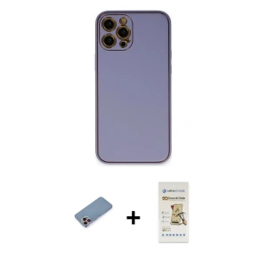 ieg™ iPhone 12 Pro Max Kılıf Yadigar Klasik - Siyah Mat Seramik Nano Ekran Koruyucu + Shine Kamera Lens Koruma Cam - PE