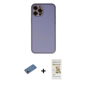 ieg™ iPhone 12 Pro Max Kılıf Yadigar Klasik - Siyah Mat Seramik Nano Ekran Koruyucu + Shine Kamera Lens Koruma Cam - GD