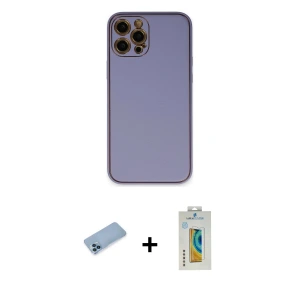 ieg™ iPhone 12 Pro Max Kılıf Yadigar Klasik - Siyah Polymer Nano Ekran Koruyucu + Shine Kamera Lens Koruma Cam - MI