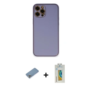 ieg™ iPhone 12 Pro Max Kılıf Yadigar Klasik - Siyah Polymer Nano Ekran Koruyucu + Shine Kamera Lens Koruma Cam - GS