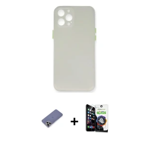 ieg™ iPhone 12 Pro Max Kılıf Yadigar Yansıma Serisi - Şeffaf Temperli Cam Ekran Koruyucu + Metal Kamera Lens Koruma Cam - GD
