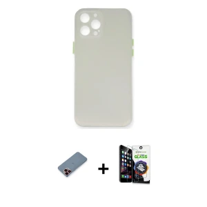 ieg™ iPhone 12 Pro Max Kılıf Yadigar Yansıma Serisi - Şeffaf Temperli Cam Ekran Koruyucu + Metal Kamera Lens Koruma Cam - KI