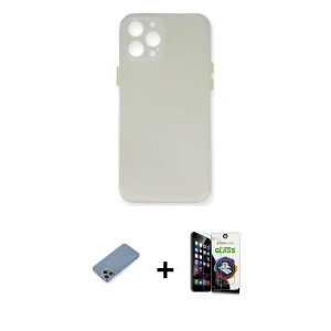 ieg™ iPhone 12 Pro Max Kılıf Yadigar Yansıma Serisi - Şeffaf Temperli Cam Ekran Koruyucu + Shine Kamera Lens Koruma Cam - GI