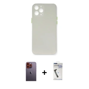 ieg™ iPhone 12 Pro Max Kılıf Yadigar Yansıma Serisi - Şeffaf Uv Polymer Nano Ekran Koruyucu + Neon Fosforlu Kamera Lens - TU