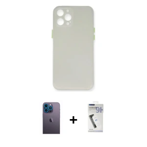 ieg™ iPhone 12 Pro Max Kılıf Yadigar Yansıma Serisi - Şeffaf Uv Polymer Nano Ekran Koruyucu + Neon Fosforlu Kamera Lens - MI