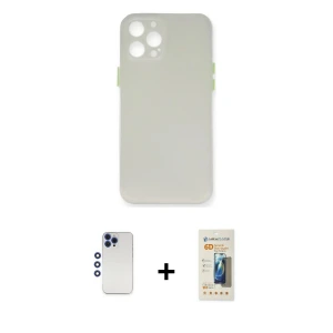 ieg™ iPhone 12 Pro Max Kılıf Yadigar Yansıma Serisi - Siyah 6D Mat Seramik Hayalet Nano Ekran Koruyucu + Shine Kamera Lens - LT