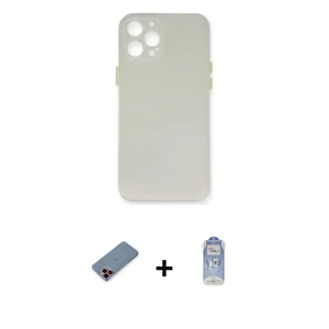 ieg™ iPhone 12 Pro Max Kılıf Yadigar Yansıma Serisi - Siyah Joko Magic 5D Cam + Metal Kamera Lens Koruma Cam - KI