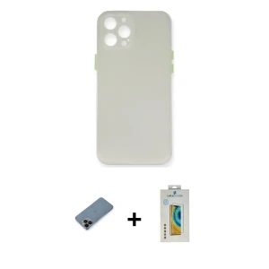 ieg™ iPhone 12 Pro Max Kılıf Yadigar Yansıma Serisi - Siyah Polymer Nano Ekran Koruyucu + Shine Kamera Lens Koruma Cam - SH