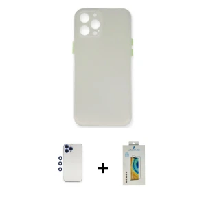 ieg™ iPhone 12 Pro Max Kılıf Yadigar Yansıma Serisi - Siyah Polymer Nano Ekran Koruyucu + Shine Kamera Lens - LT