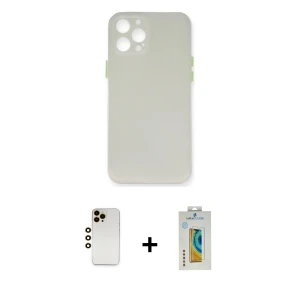 ieg™ iPhone 12 Pro Max Kılıf Yadigar Yansıma Serisi - Siyah Polymer Nano Ekran Koruyucu + Shine Kamera Lens - GD
