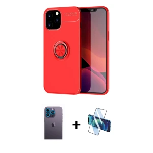 ieg™ iPhone 12 Pro Max Kılıf Yankı Form Prime - Siyah 3D Antistatik Seramik Nano Ekran Koruyucu + Neon Fosforlu Kamera Lens - MI