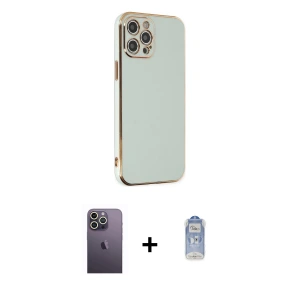 ieg™ iPhone 12 Pro Max Kılıf Yankı Serisi - Siyah Joko Magic 5D Cam + Neon Fosforlu Kamera Lens - BZ