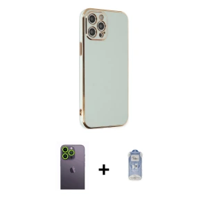 ieg™ iPhone 12 Pro Max Kılıf Yankı Serisi - Siyah Joko Magic 5D Cam + Neon Fosforlu Kamera Lens - YL