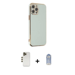ieg™ iPhone 12 Pro Max Kılıf Yankı Serisi - Siyah Joko Magic 5D Cam + Shine Kamera Lens - GD