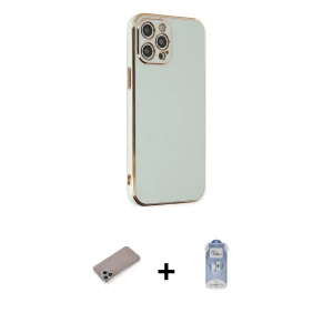 ieg™ iPhone 12 Pro Max Kılıf Yankı Serisi - Siyah Joko Magic 5D Cam + Shine Kamera Lens Koruma Cam - SABE