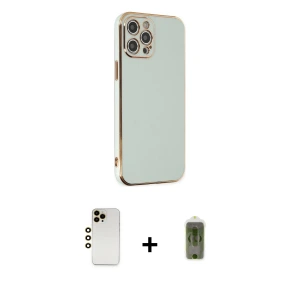 ieg™ iPhone 12 Pro Max Kılıf Yankı Serisi - Siyah Joko Magic 5D Hayalet Cam + Shine Kamera Lens - GD