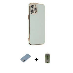 ieg™ iPhone 12 Pro Max Kılıf Yankı Serisi - Siyah Joko Magic 5D Hayalet Cam + Shine Kamera Lens Koruma Cam - GI