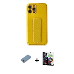 ieg™ iPhone 12 Pro Max Kılıf Yörünge Yansıma - Şeffaf Temperli Cam Ekran Koruyucu + Shine Kamera Lens Koruma Cam - GS
